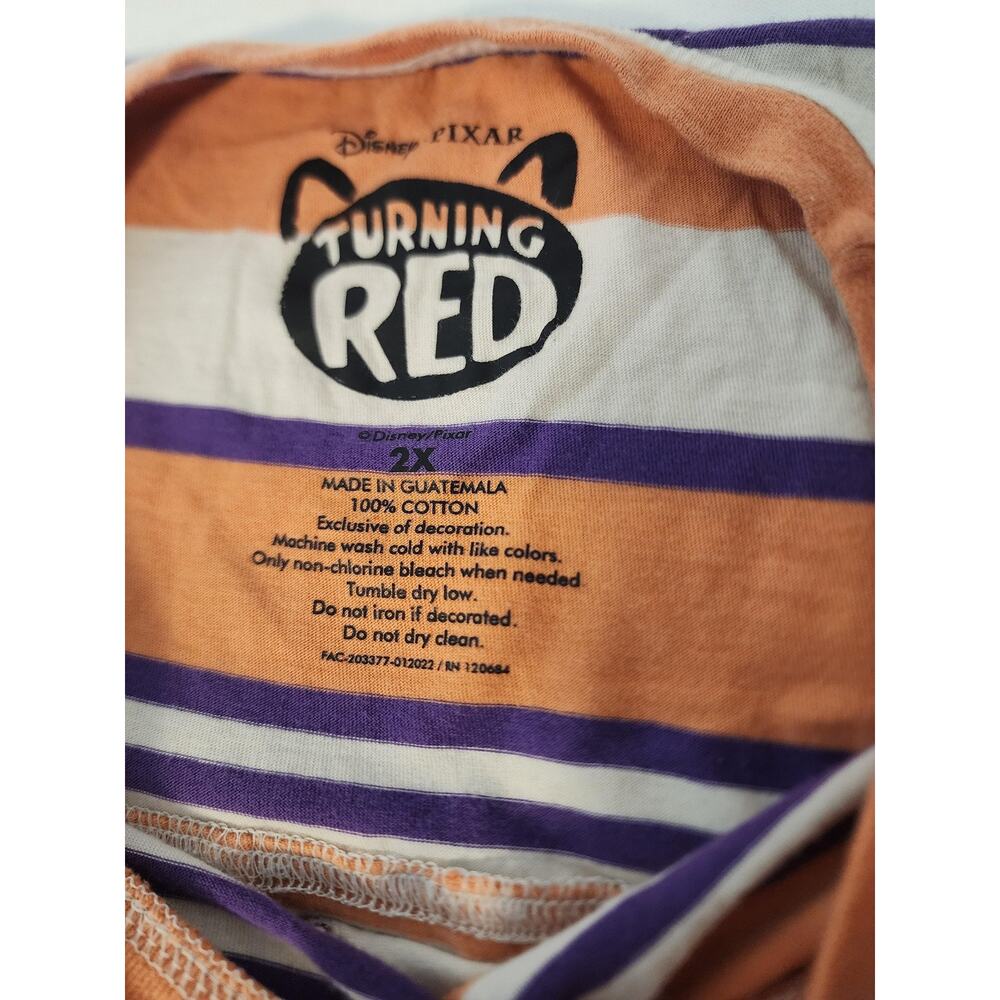 Disney Pixar Turning Red Mei Red Panda Striped Graphic T Shirt 2X Plus Size - Picture 5 of 8